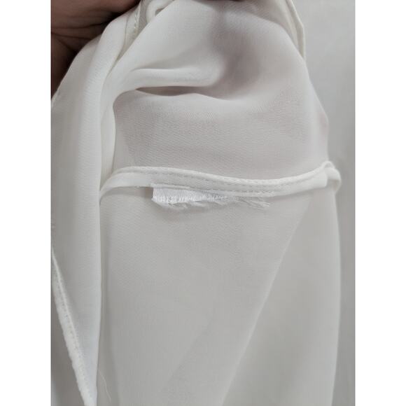 Banana‎ Republic Sheer Blouse XS White Pleated Long Sleeves Overlay Office Shirt - Picture 5 of 8